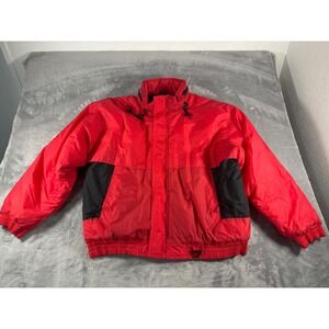 Vintage Steep Slopes Mens Red Black Insulated Ski Jacket Puffer Coat Large